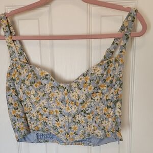 Altar'd State Light Blue Floral Crop Top